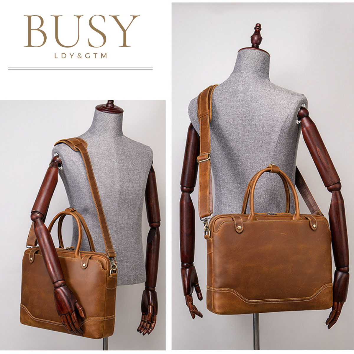 Geanta laptop 15,6 din piele naturala, Patrik, curea de umar si manere din piele, maro