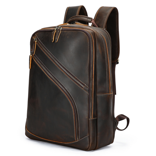 Rucsac pentru Laptop de 17 inch, Piele Naturală Crazy Horse, Enduran, Maro