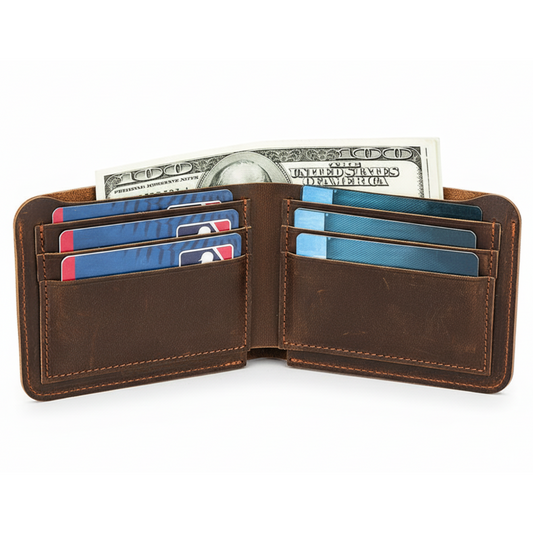 Portofel minimalist piele naturala Crazy Horse, Clas A, stil retro, Dark Coffee