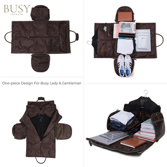 Geanta voiaj piele naturala sala avion business garderoba Atlas Busy Lady & Gentleman negru