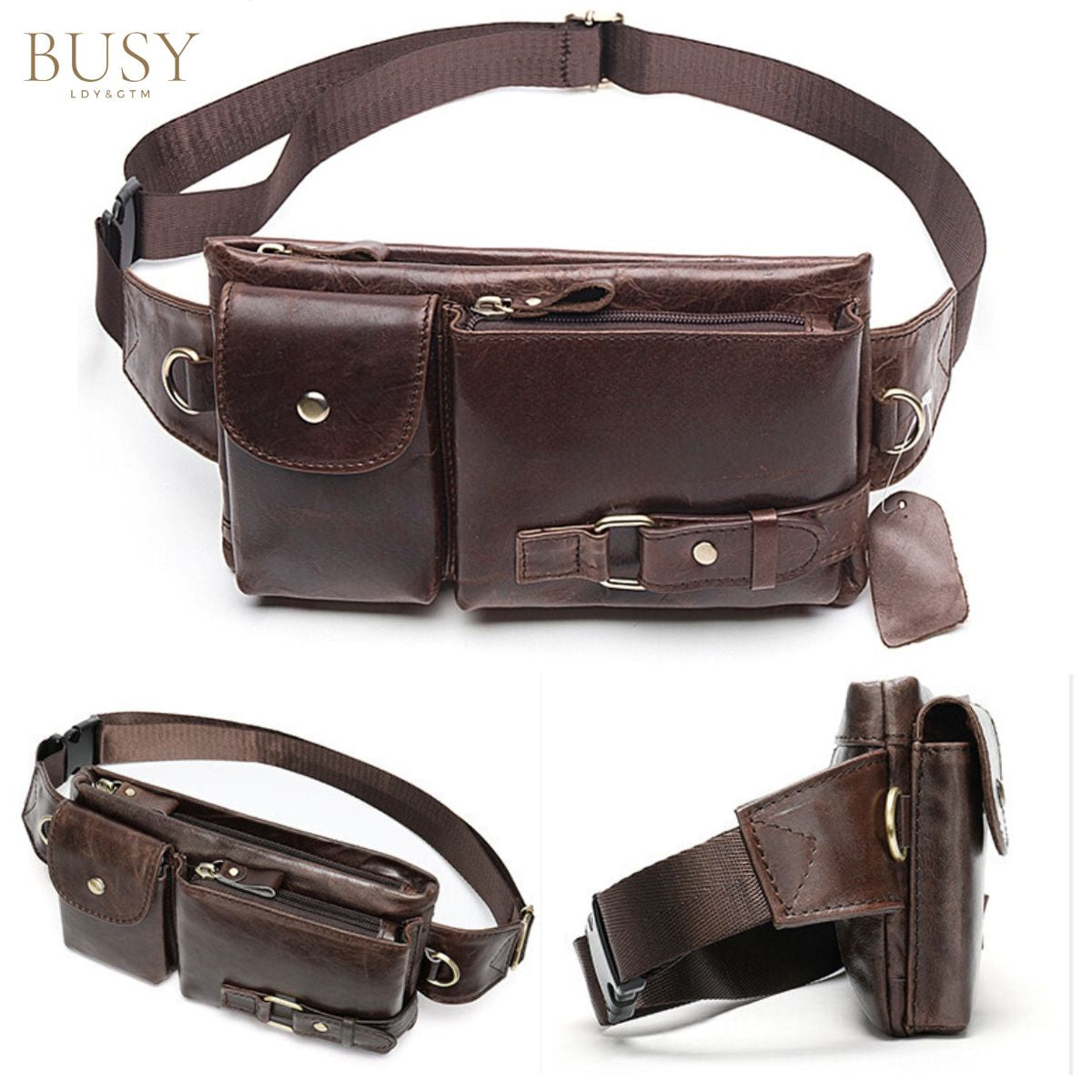 Borsetă unisex Velo, piele naturală, 4 buzunare antifurt, BUSY LDY & GTM® oil coffee