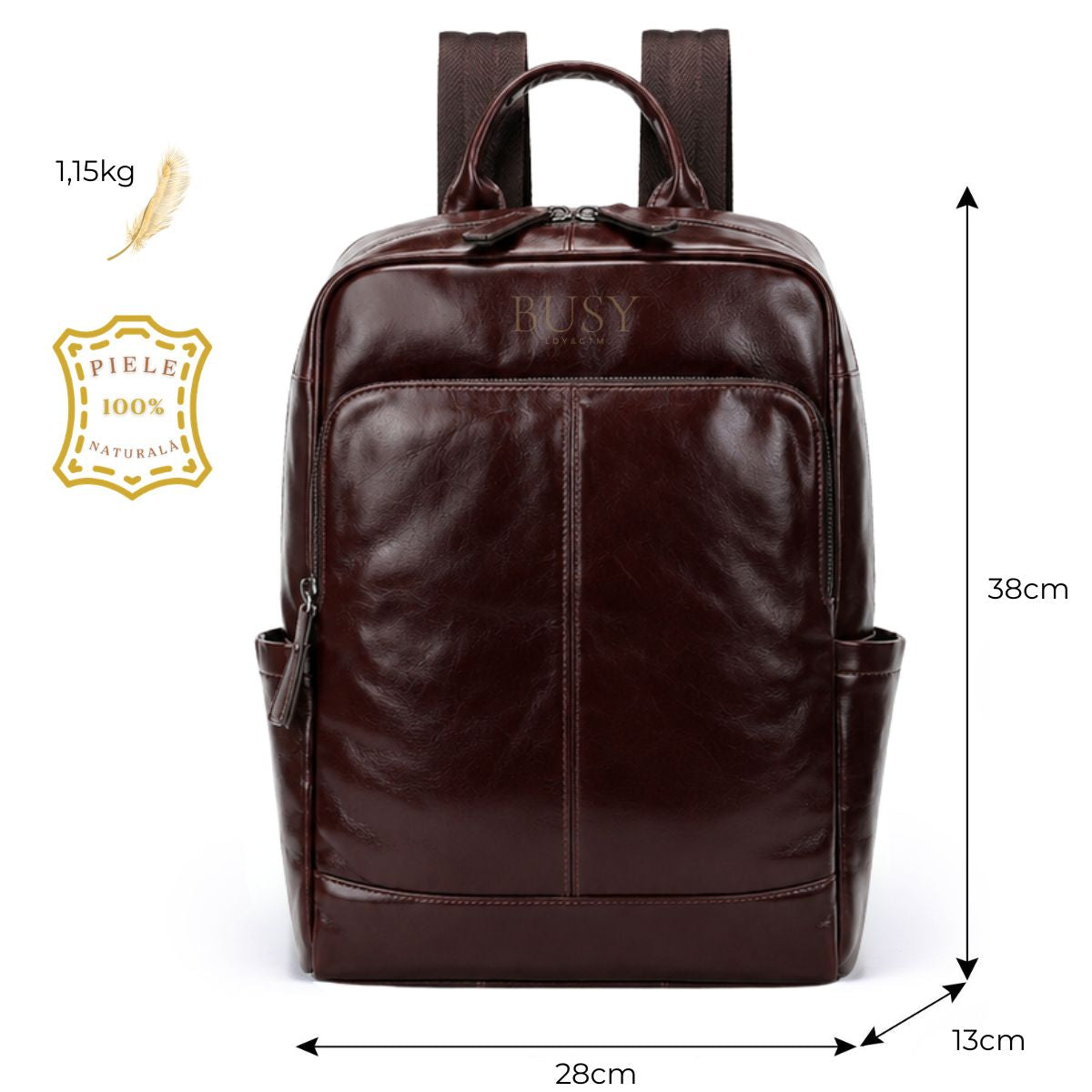 Rucsac din piele naturală Everest - Maro