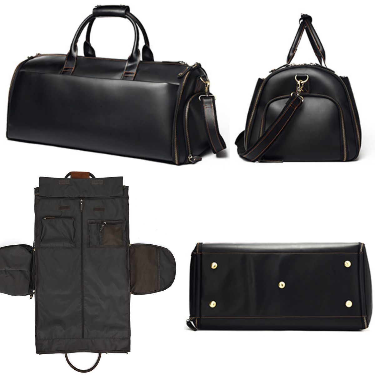 Geanta voiaj piele naturala sala avion business garderoba Atlas Busy Lady & Gentleman negru