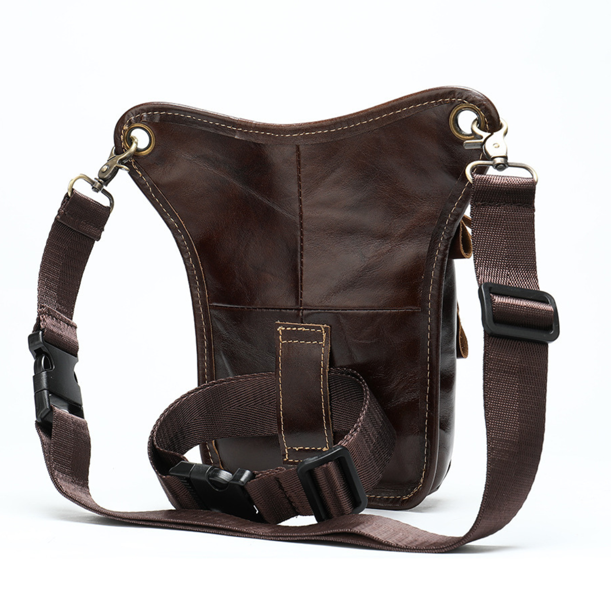 Geantă bărbați Ranger, piele naturală, umăr/ brâu + prindere picior, 4 buzunare, BUSY LDY & GTM® maro