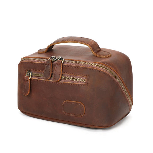 Geanta cosmetice piele naturala crazy horse travel Sole Busy Lady & Gentleman maro