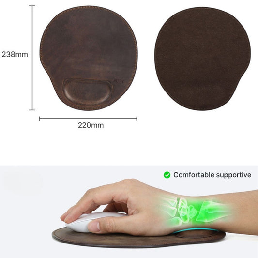 Mouse pad ergonomic din piele naturala Crazy Horse, BUSY LDY & GTM® - coffee