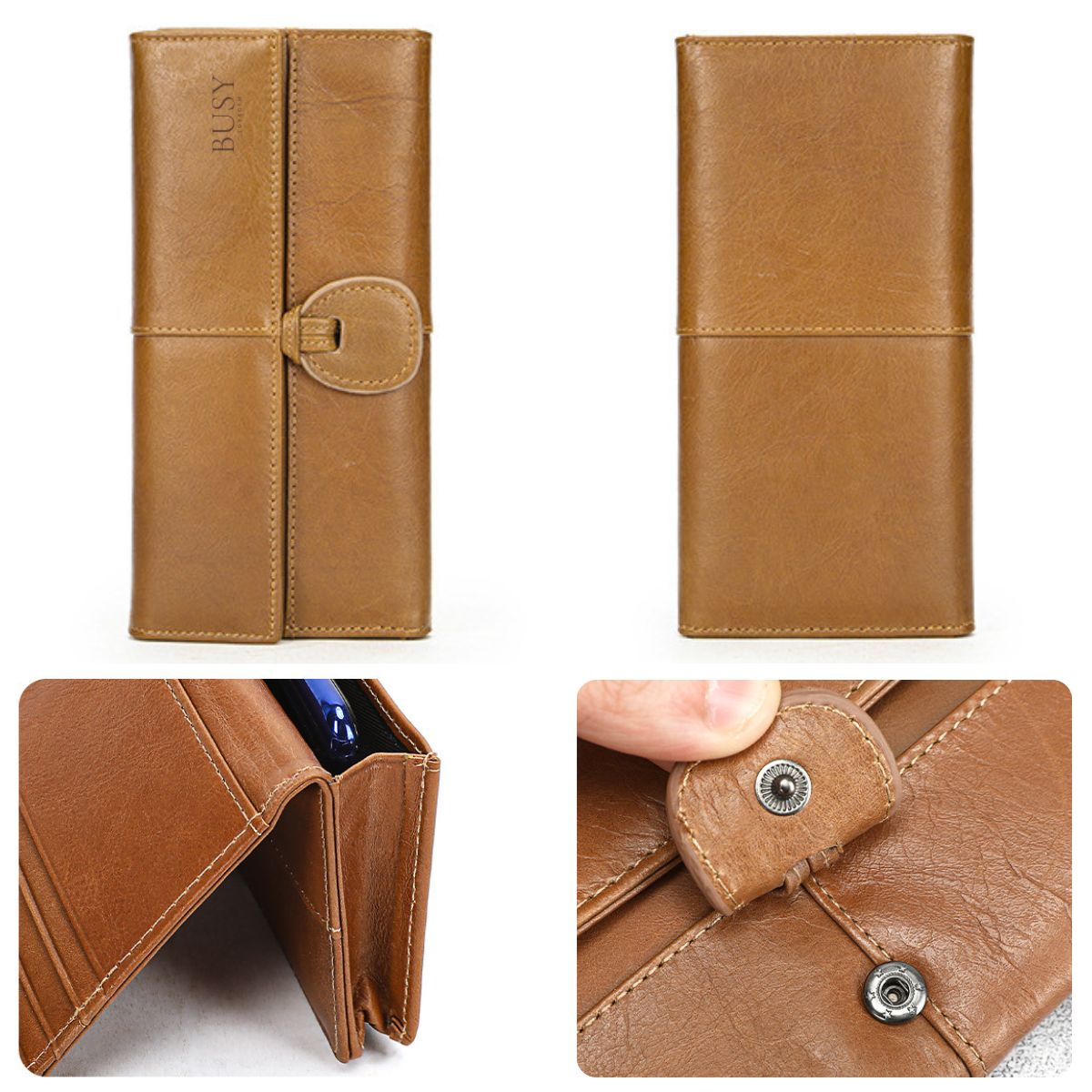 Portofel dama din piele naturala, compartiment smartphone, Eva, Busy Lady & Gentleman - Maro