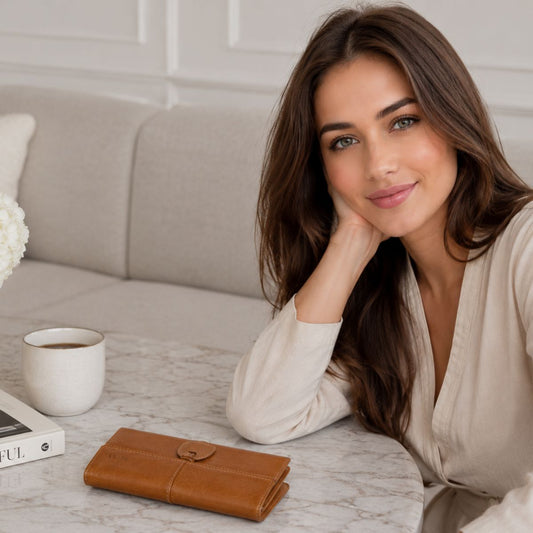 Portofel dama din piele naturala, compartiment smartphone, Eva, Busy Lady & Gentleman - Maro