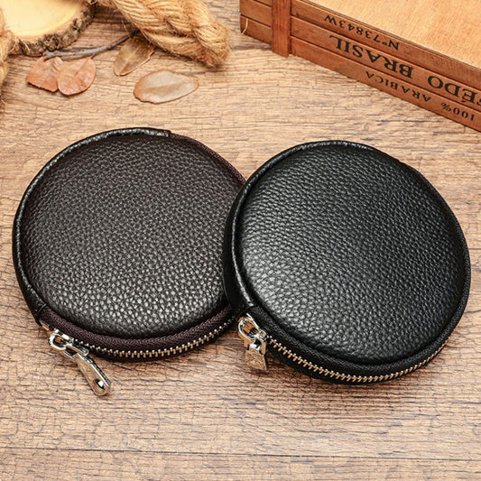 Portofel pouch din piele naturala Busy - negru