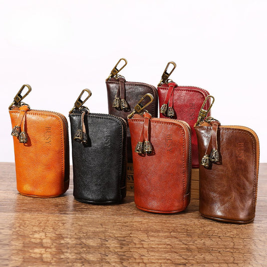 Portofel pouch din piele naturala BUSY - Coffee