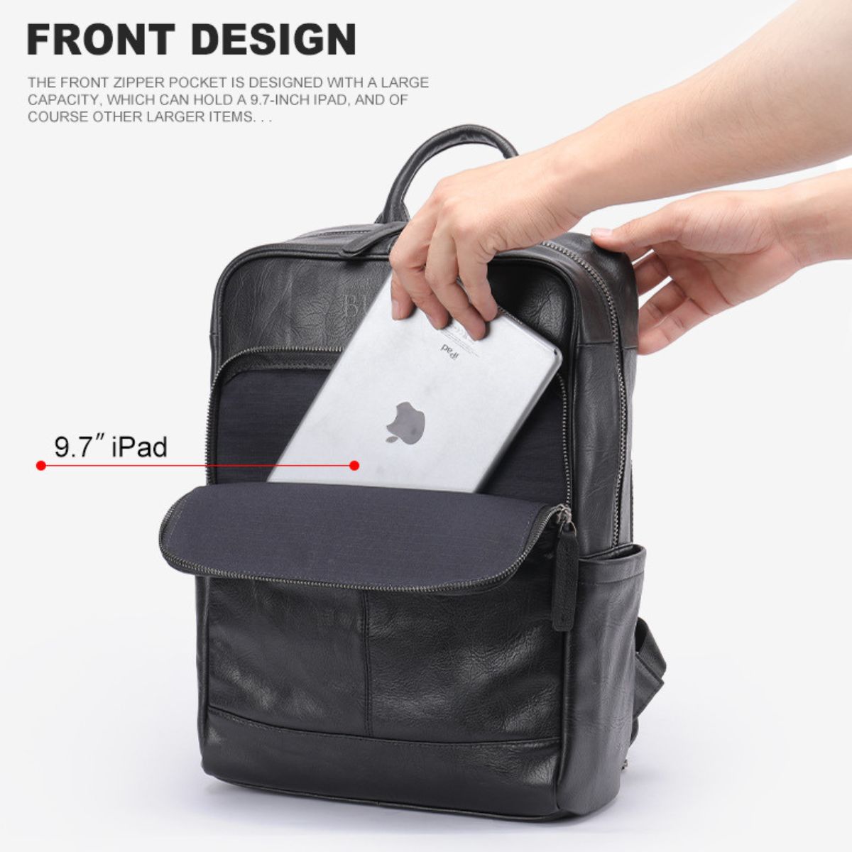Rucsac din piele naturală Everest - Negru
