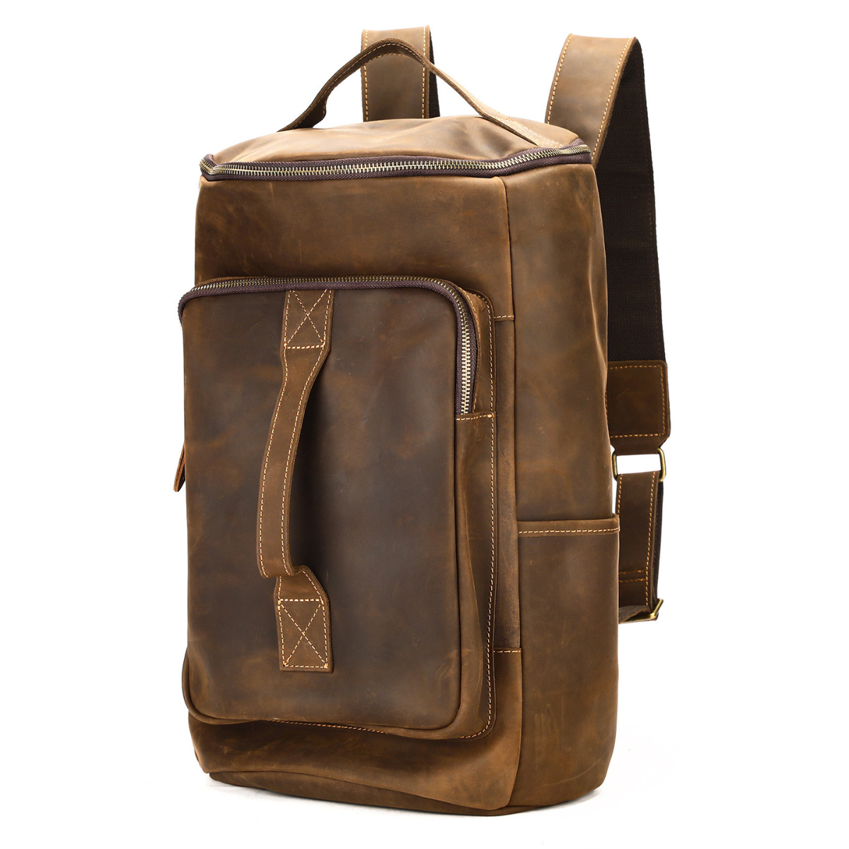 Rucsac laptop 16' din piele naturala, Nomad Gear XL, capacitate mare, coffee