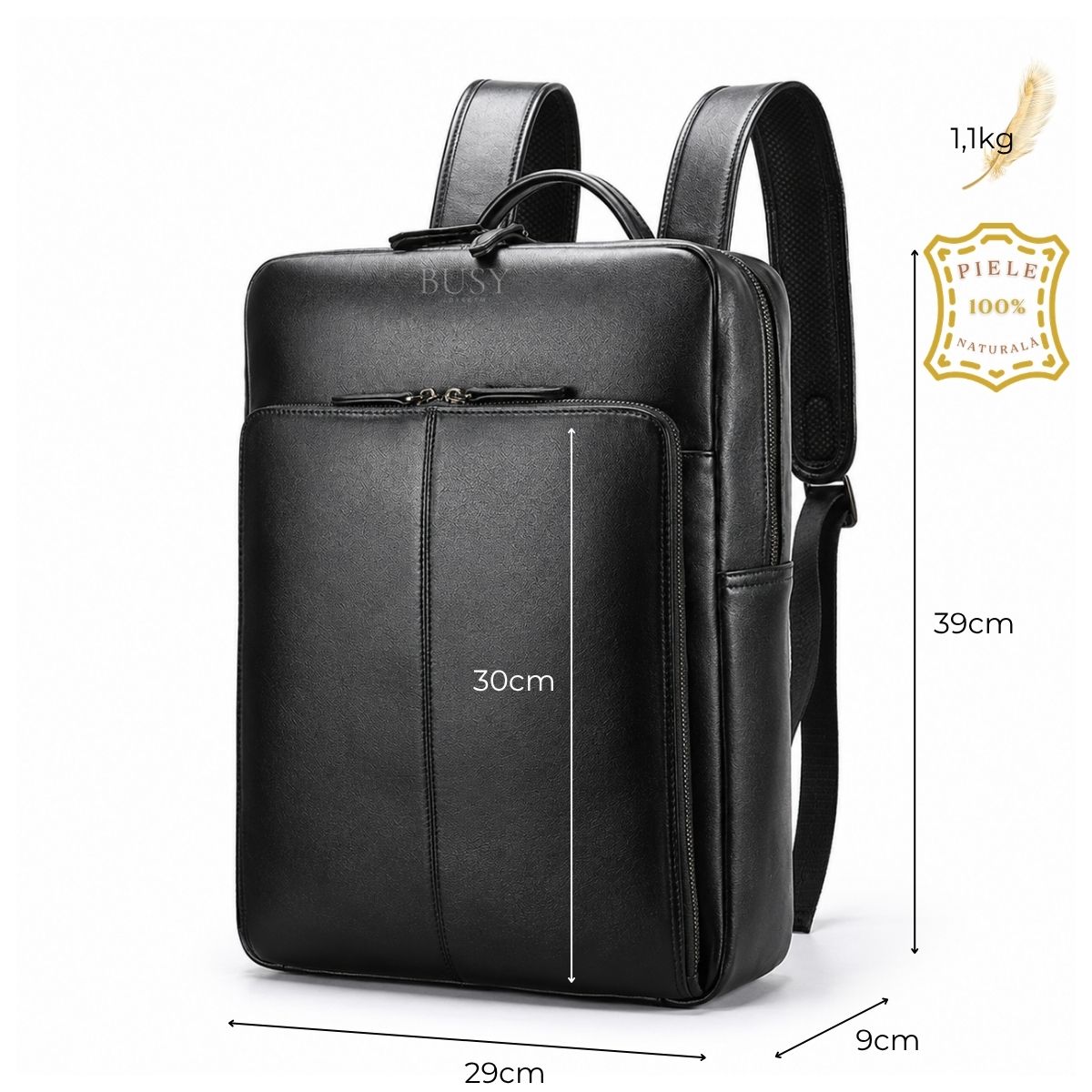 Rucsac business laptop 15’' din piele natural Executive - negru