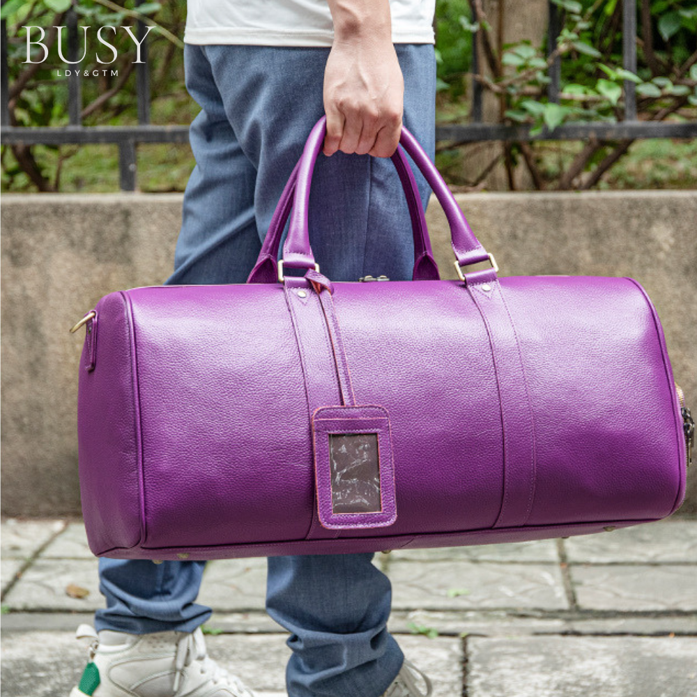 Geanta voiaj / fitness Nomad Indigo, piele naturala, compartiment incaltaminte, unisex, capacitate mare, mov