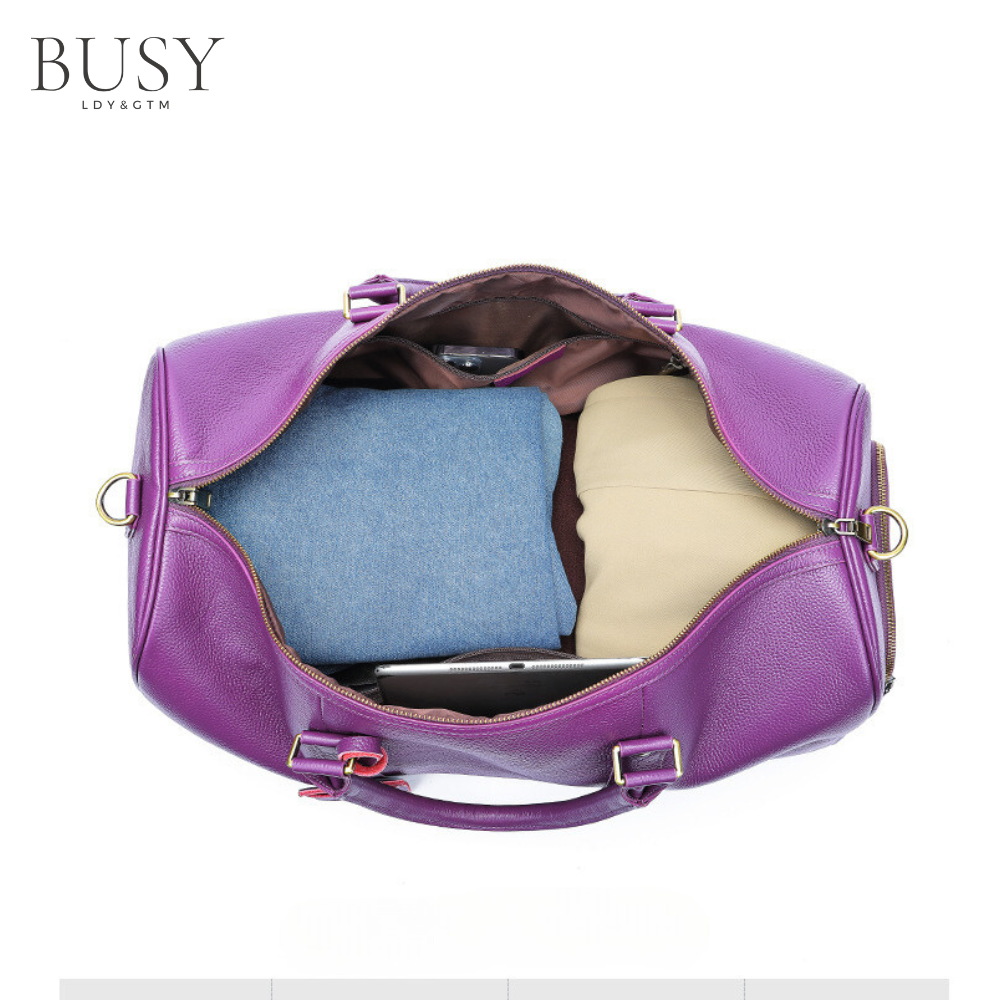 Geanta voiaj / fitness Nomad Indigo, piele naturala, compartiment incaltaminte, unisex, capacitate mare, mov