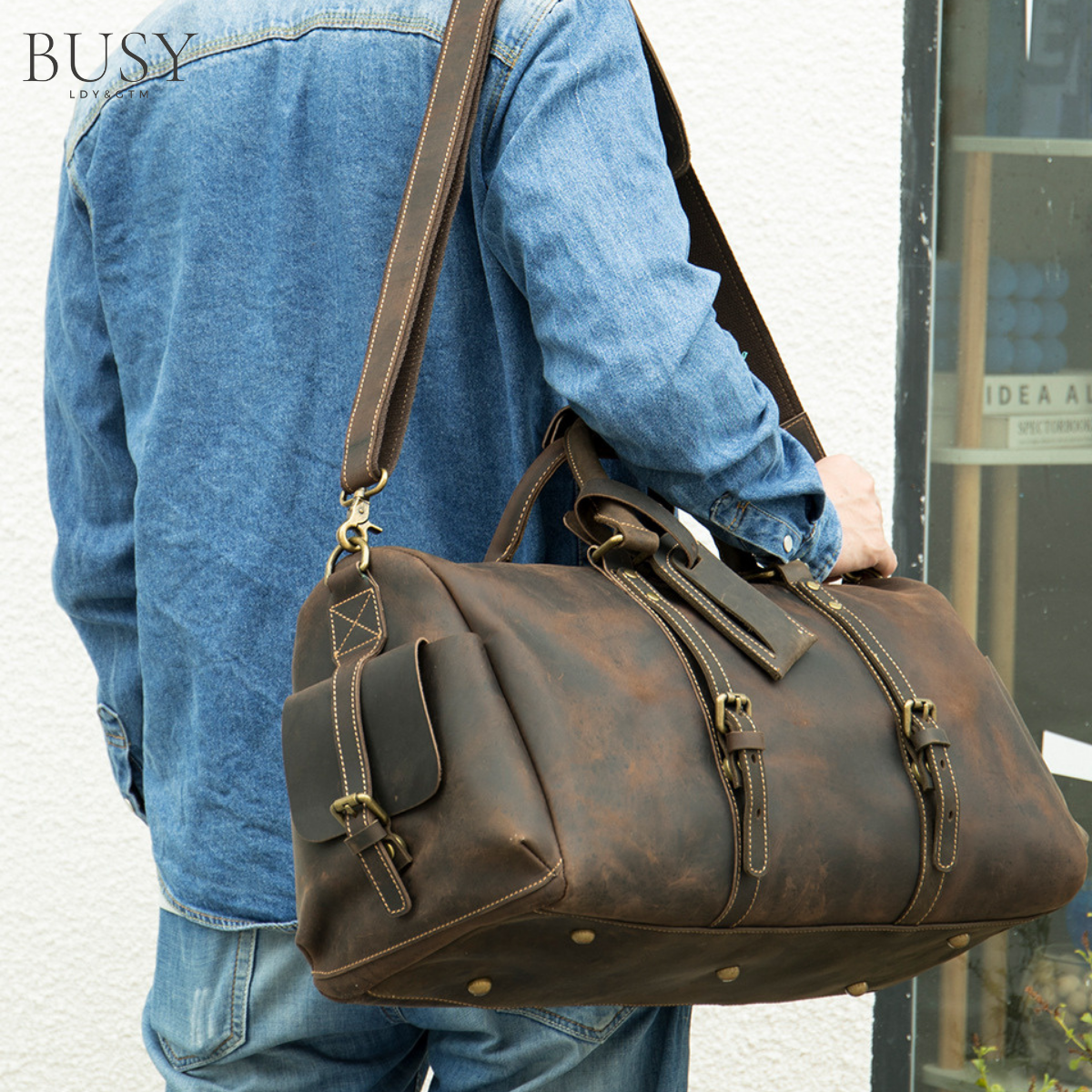 Geanta voiaj / fitness Bjorn, piele naturala premium, capacitate mare, coffee vintage