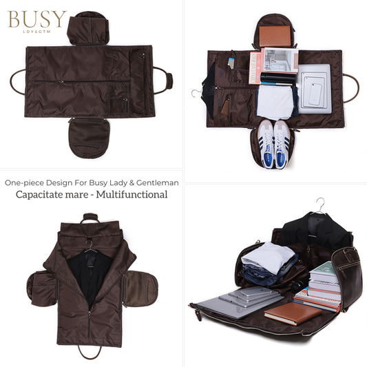 Geanta voiaj piele naturala sala avion business garderoba Atlas Busy Lady & Gentleman negru