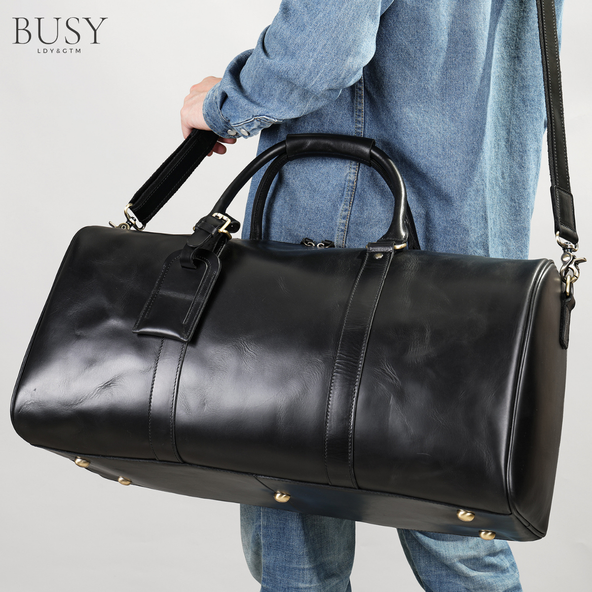 Geanta voiaj / fitness Nomad, piele naturala, compartiment incaltaminte, unisex, capacitate mare, Oil Black