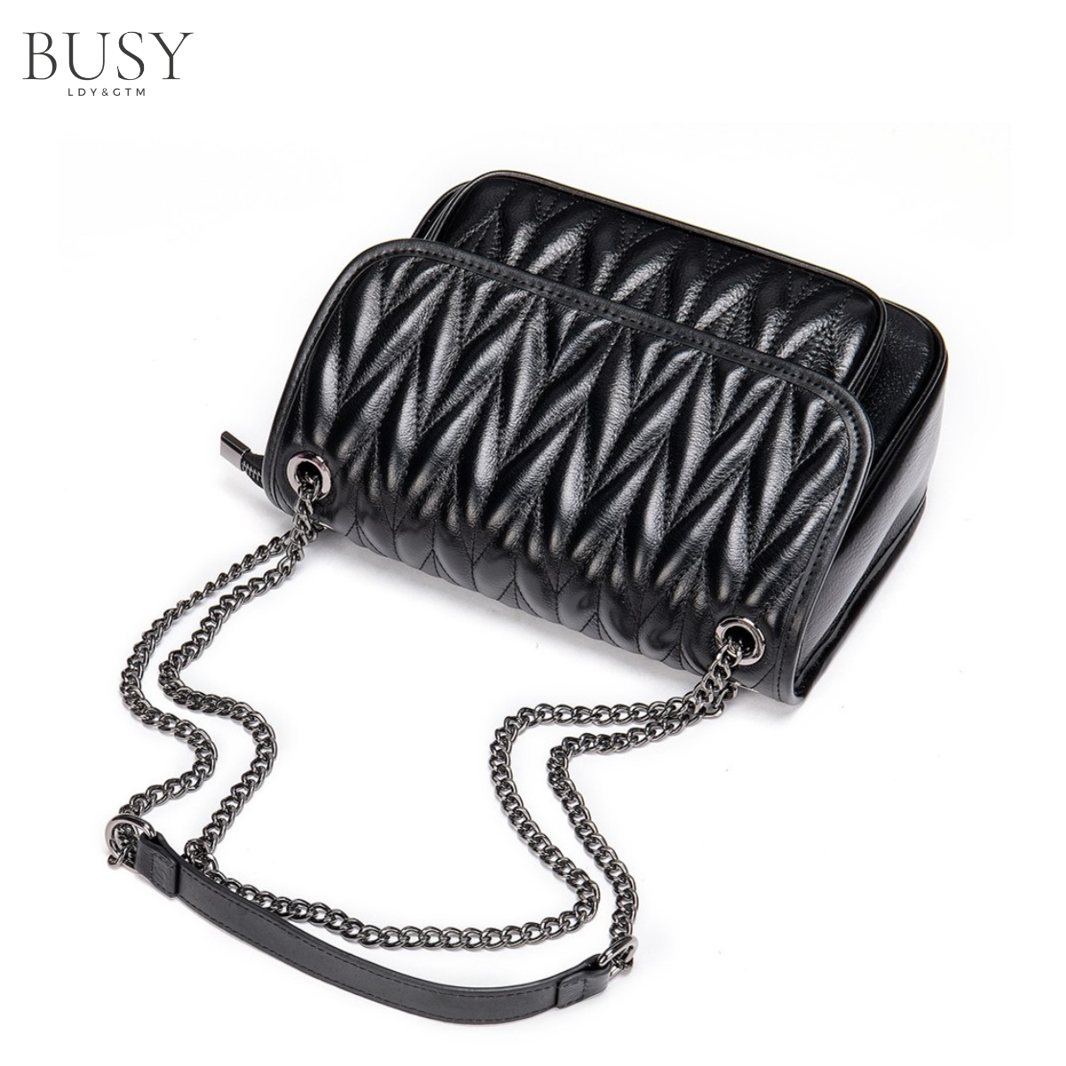 Geanta dama Bella, piele naturala, buzunar rapid exterior si antifurt interior, neagra