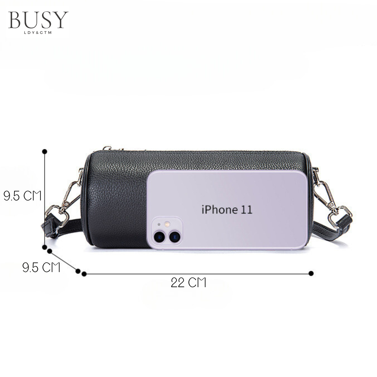 Geanta dama Muse, piele naturala, compacta si minimalista, de umar si de mana, neagra