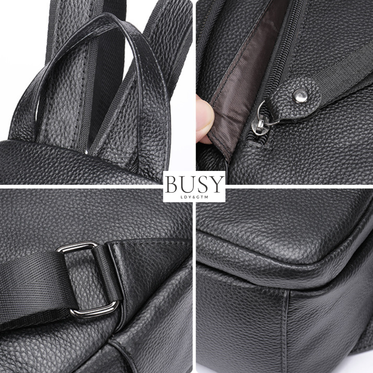 Rucsac dama Grace, piele naturala, negru