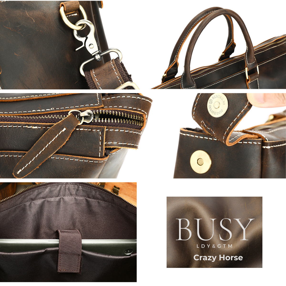 Geantă laptop 17inch, piele naturală Crazy Horse, retro business, Legacy XL, maro
