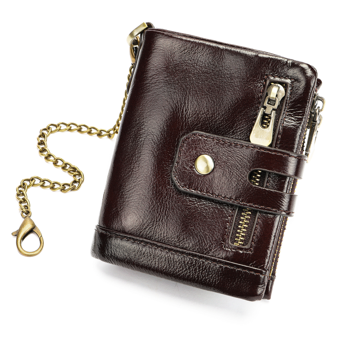 Portofel barbati Oscar, piele naturala, antiscanare RFID, multiple compartimente, sloturi memory card, carte de identitate, dark coffee