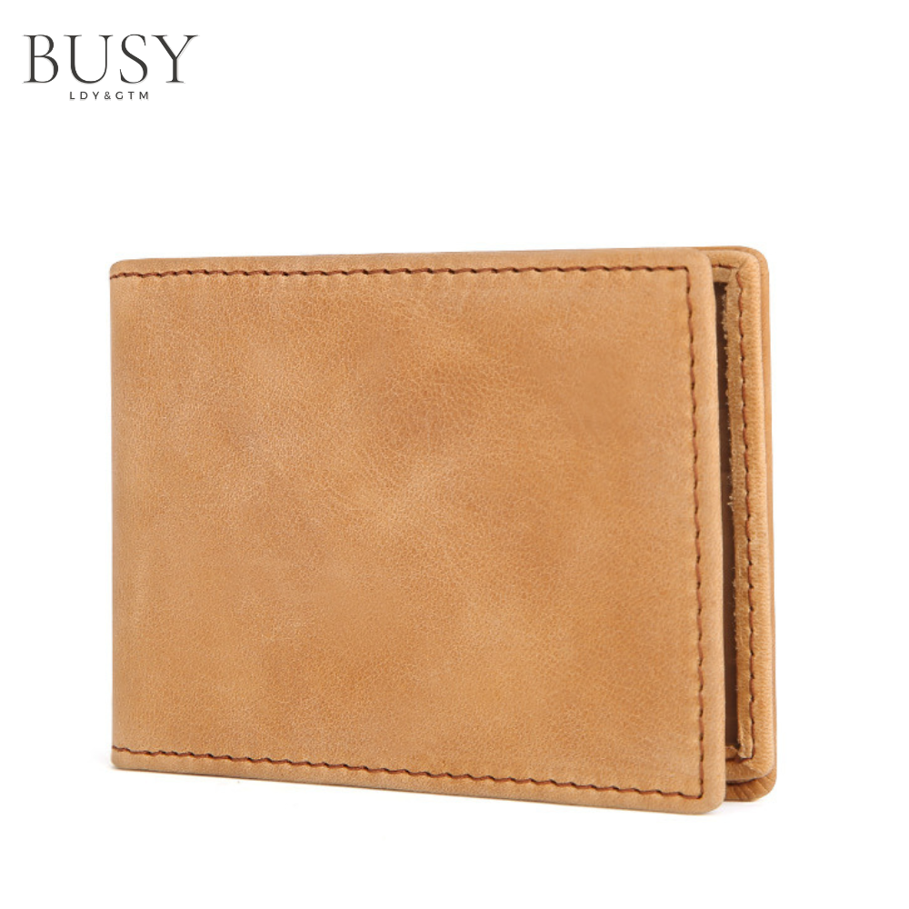 Portofel barbati minimalist Avangard, ultra Slim, antiscanare carduri RFID, piele naturala, maro