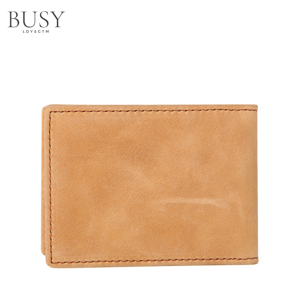 Portofel barbati minimalist Avangard, ultra Slim, antiscanare carduri RFID, piele naturala, maro
