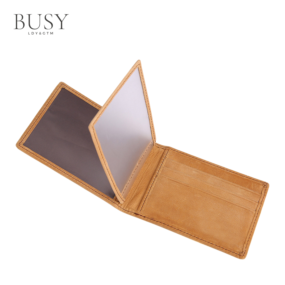 Portofel barbati minimalist Avangard, ultra Slim, antiscanare carduri RFID, piele naturala, maro