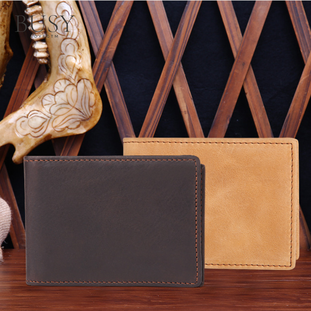 Portofel barbati minimalist Avangard, ultra Slim, antiscanare carduri RFID, piele naturala, maro