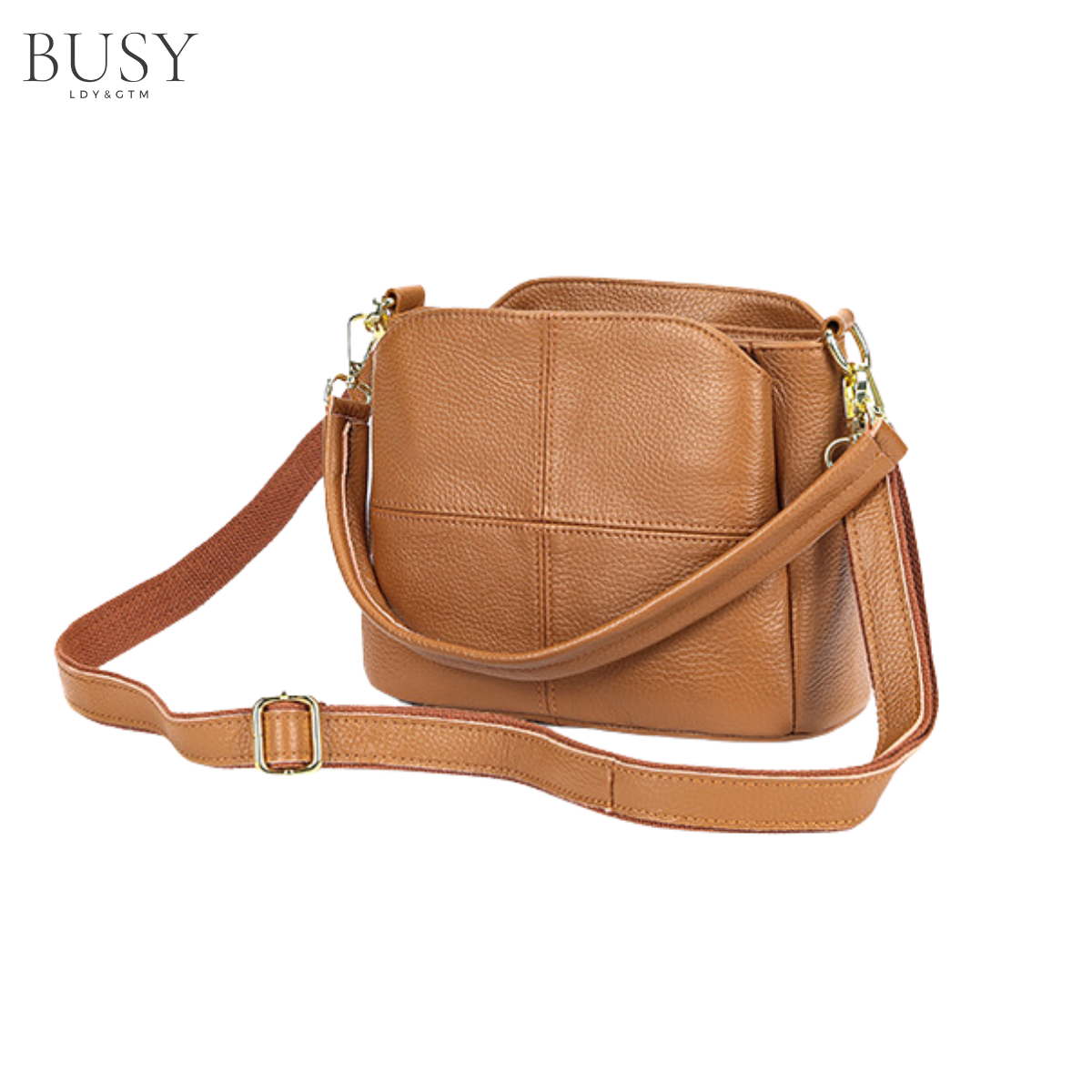 Geanta dama Caprice, piele naturala, de umar si de mana, compartimente multiple, maro