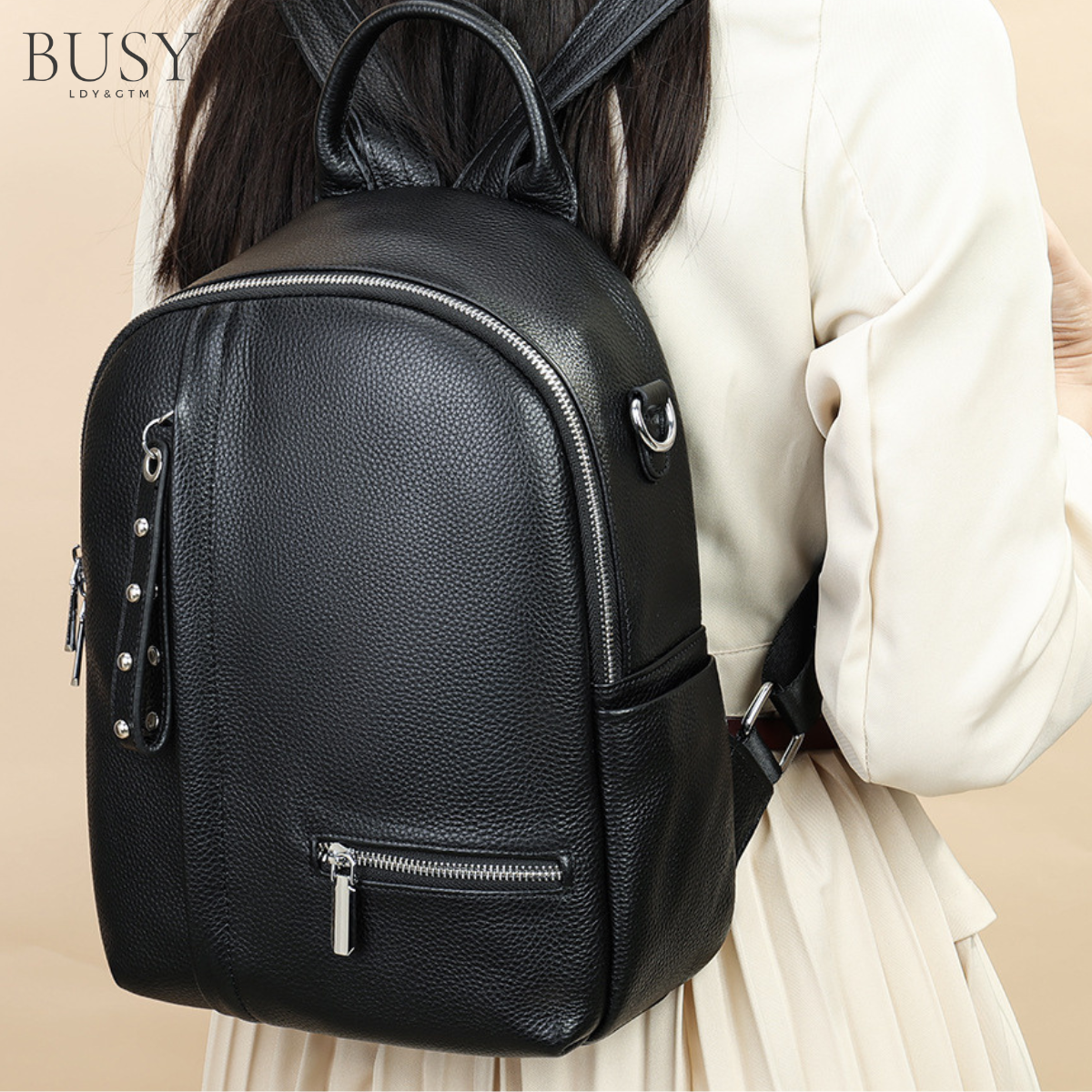 Rucsac dama piele naturala, Eclisse, Negru