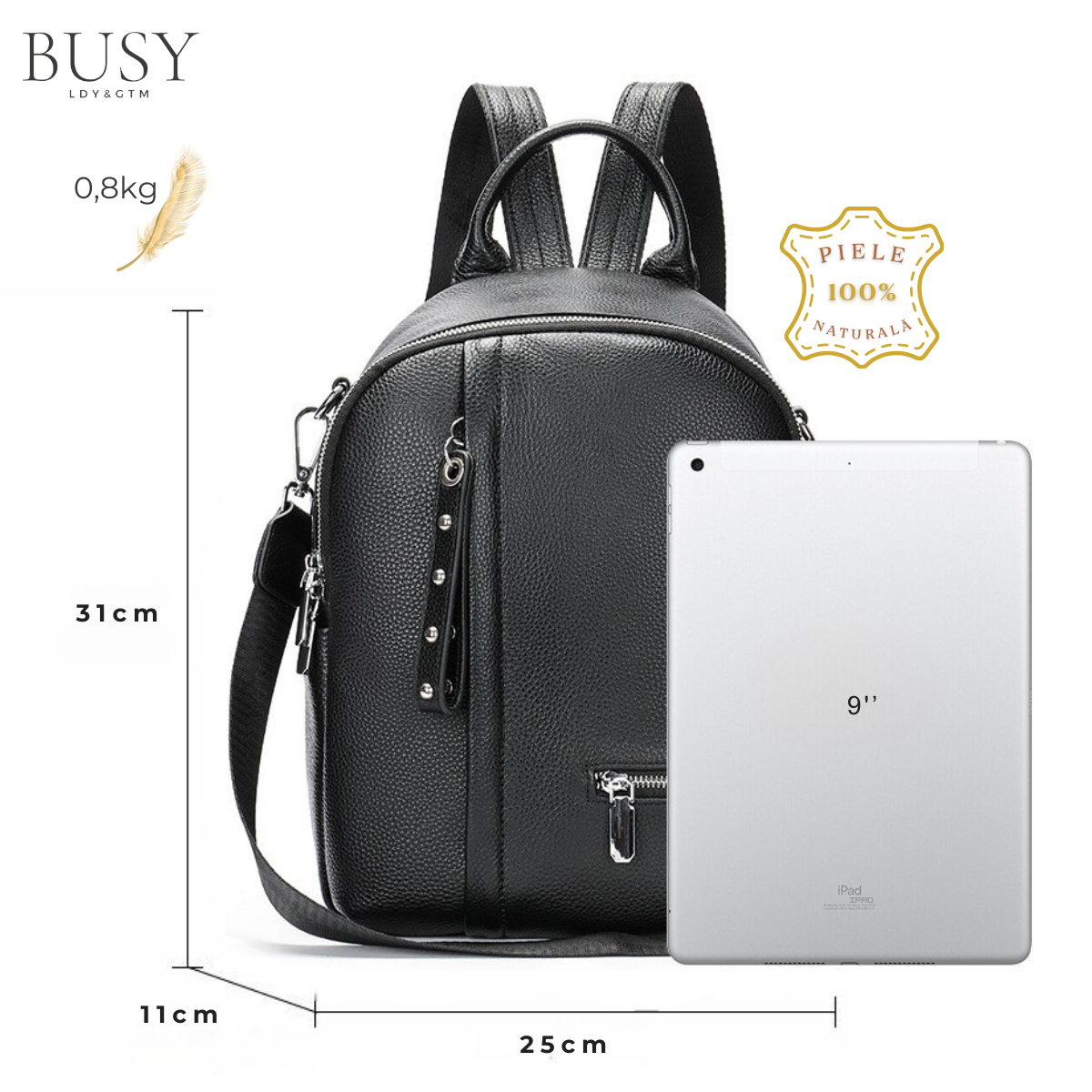 Rucsac dama piele naturala, Eclisse, Negru