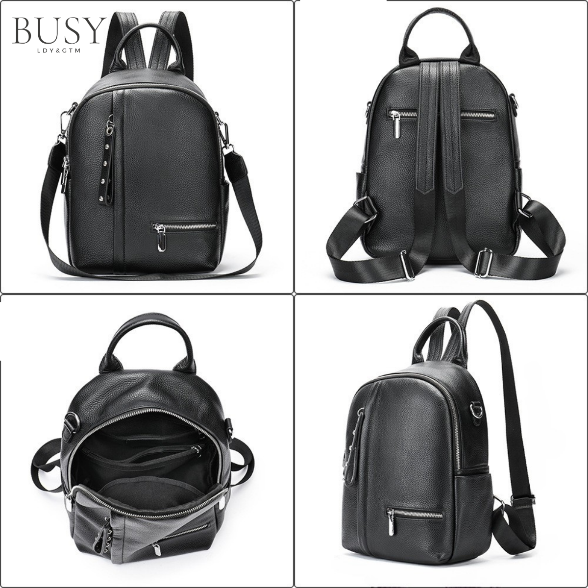 Rucsac dama piele naturala, Eclisse, Negru