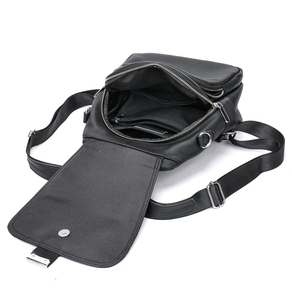 Rucsac dama din piele naturala, Luna, Negru