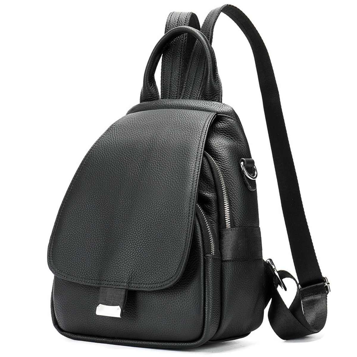 Rucsac dama din piele naturala, Luna, Negru