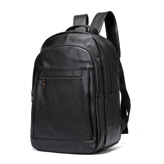 Rucsac barbati din piele naturala, Zenith 2, capacitate mare, spatiu laptop, Negru