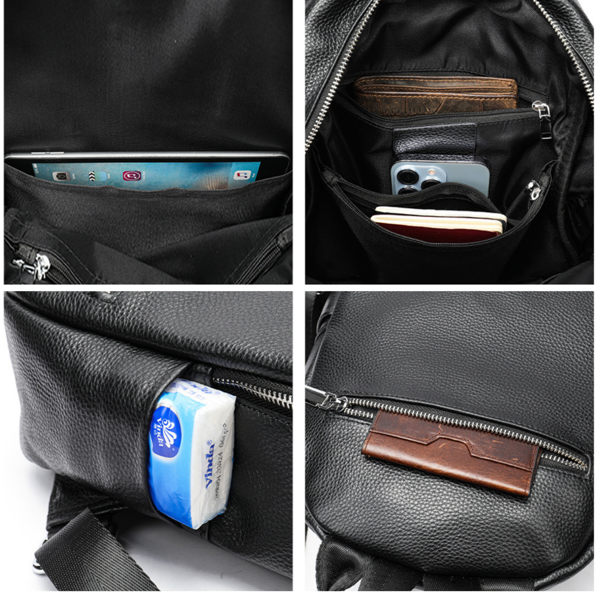 Rucsac dama piele naturala, Eclisse, Negru