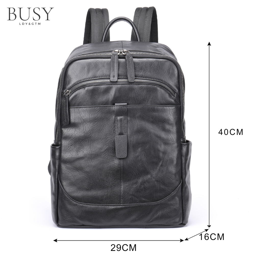 Rucsac piele Barreta, piele naturala, unisex, capacitate mare, spatiu tableta si laptop, negru