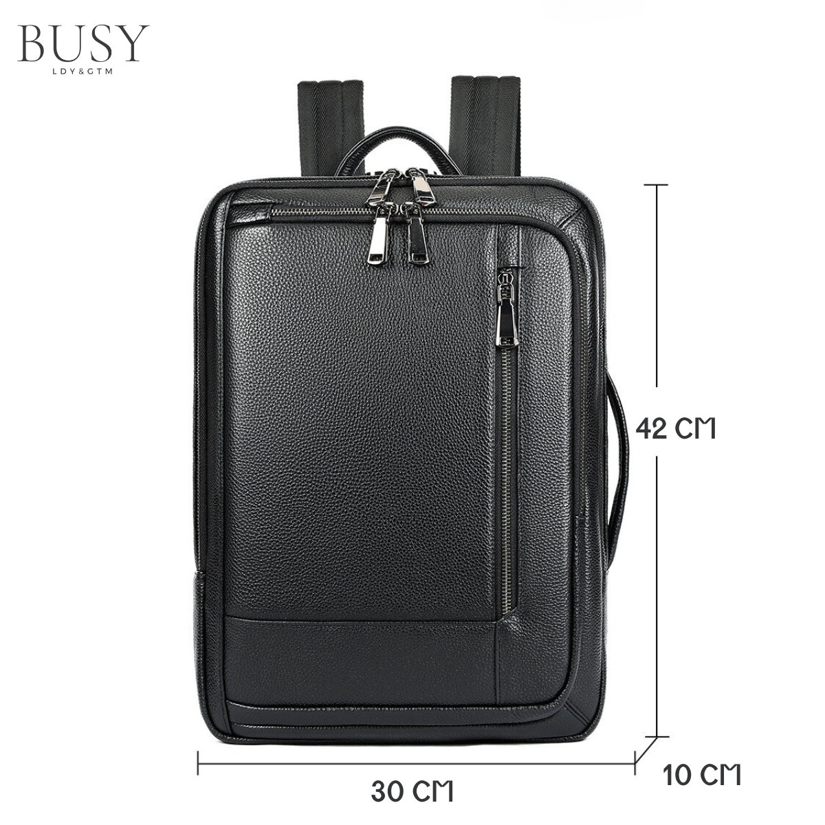 Rucsac laptop 15,6 Urban, barbati, piele naturala, multifunctional, suport troler, spate antiperspirant, negru