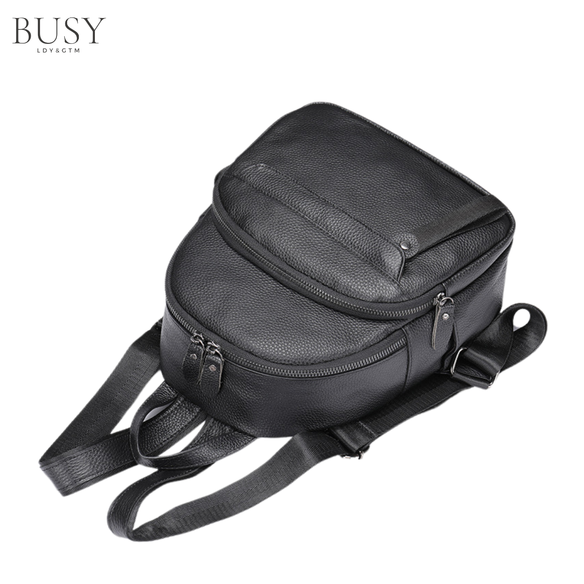 Rucsac dama Grace, piele naturala, negru