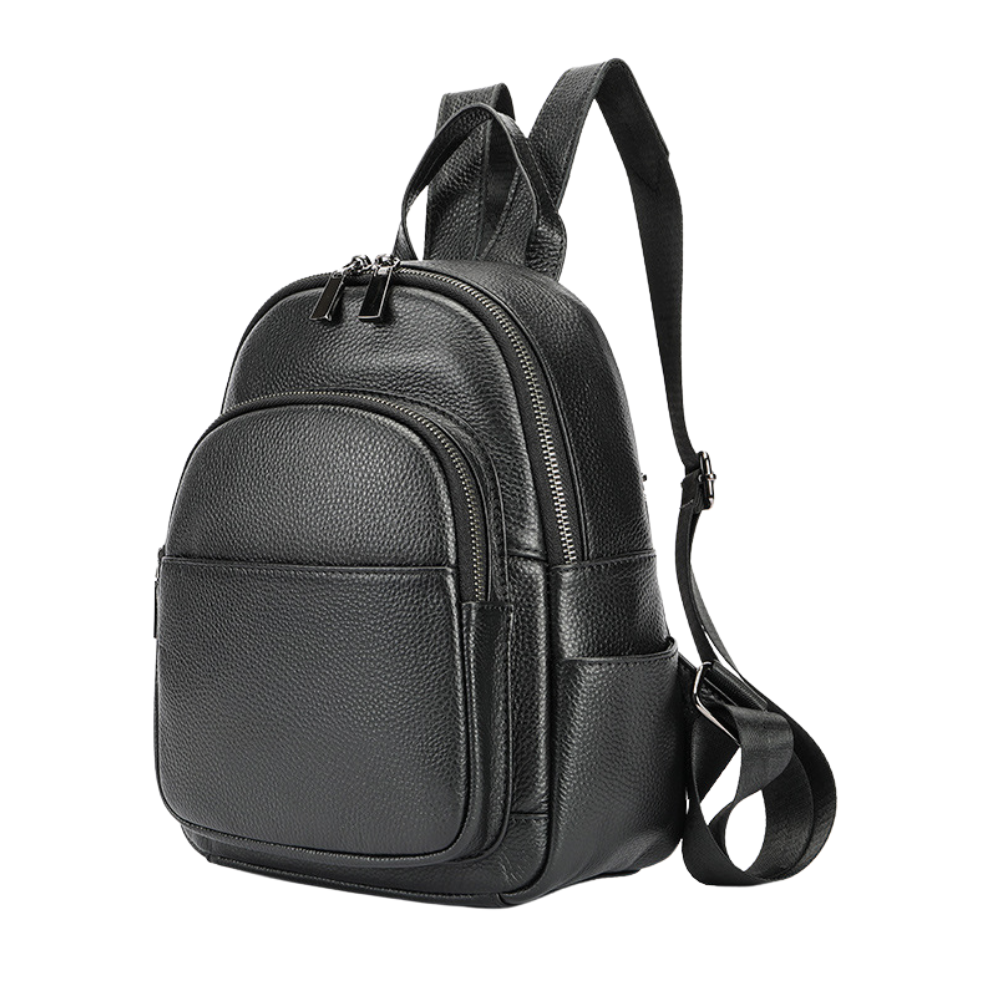 Rucsac dama Ziana, piele naturala, negru