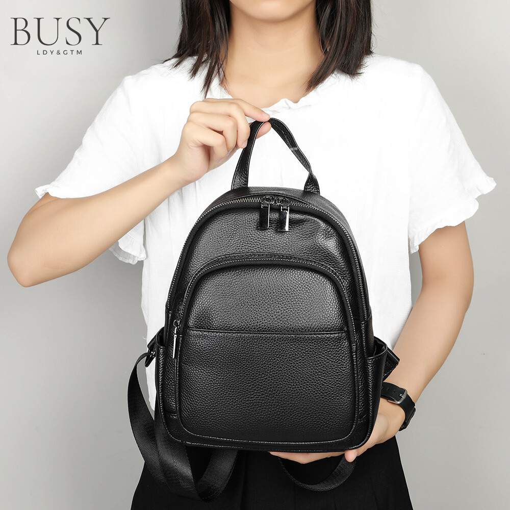 Rucsac dama Ziana, piele naturala, negru
