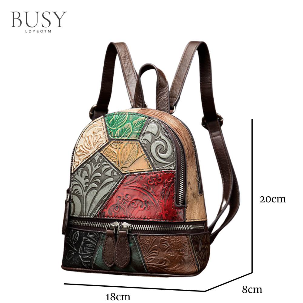 Rucsac dama IoSono Mini, piele naturala, multicolor aleatoriu