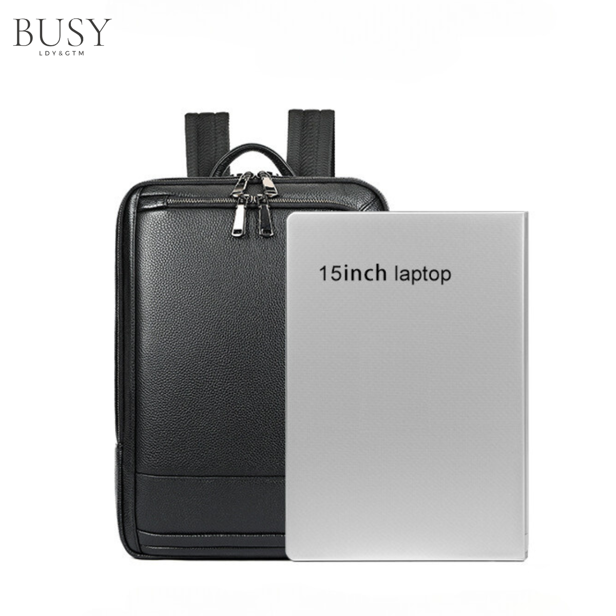 Rucsac laptop 15,6 Urban, barbati, piele naturala, multifunctional, suport troler, spate antiperspirant, negru
