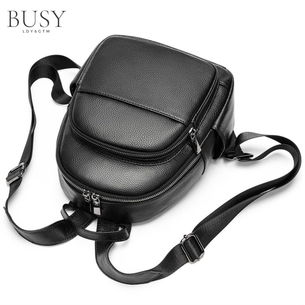 Rucsac dama Ziana, piele naturala, negru