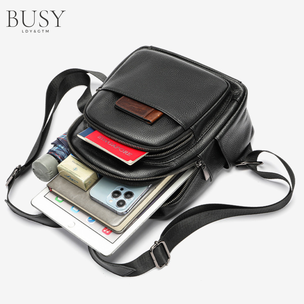 Rucsac dama Ziana, piele naturala, negru