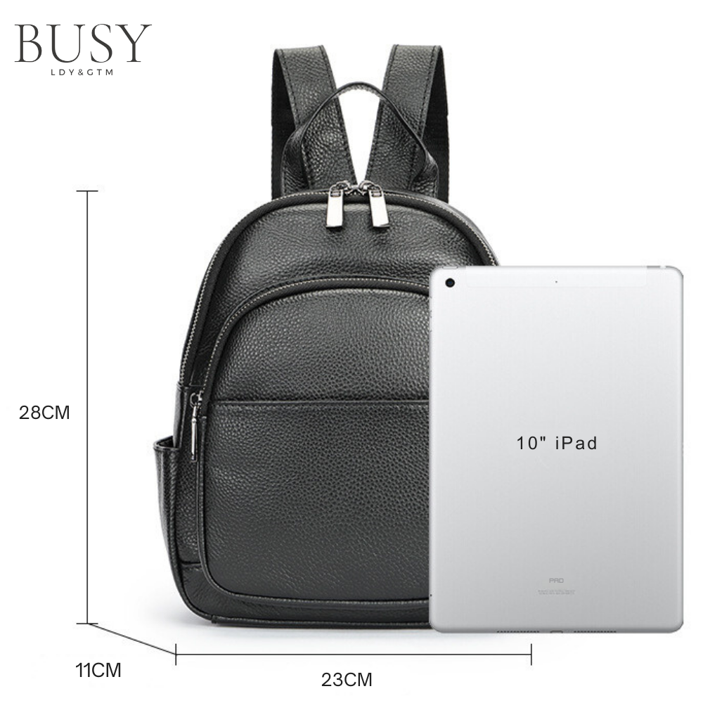Rucsac dama Ziana, piele naturala, negru