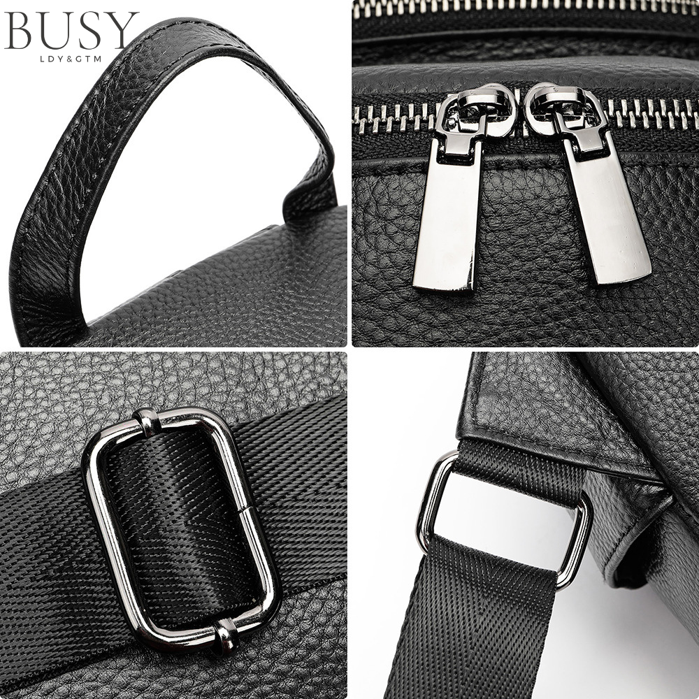 Rucsac dama Ziana, piele naturala, negru